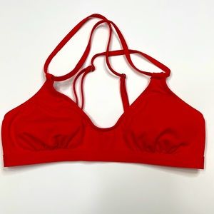 Athleta Scoop Halter Criss Cross Bikini Top Red Size Small